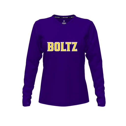 [FTLVCFPP-FYXS-LOGO2] Decker Comfort T-Shirt (Female Youth XS, Purple, V Neck, Logo 2, Long Sleeve)