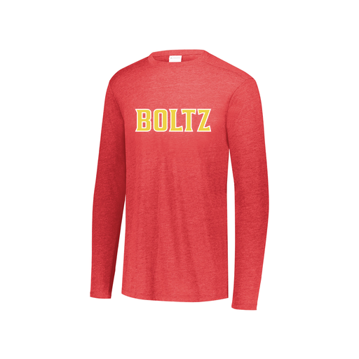 [FTLCUBRD-YS-LOGO2] Decker Youth Tri-Blend T-Shirt - Long Sleeve (Youth S, Red, Logo 2)